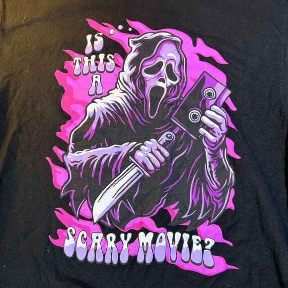 GHOST FACE Scary Movie Graphic Halloween Black T - Picture 2 of 5